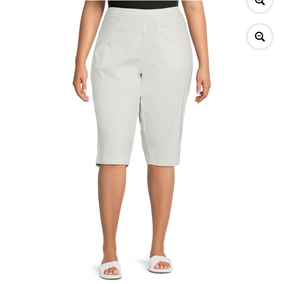Just My Size Pants - Just My Size Women’s White Pull On Stretch 2 Pocket Capri Pants 3X (22W-24W) NEW